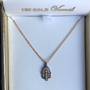Crislu 18k gold vermeil Hamsa hand necklace